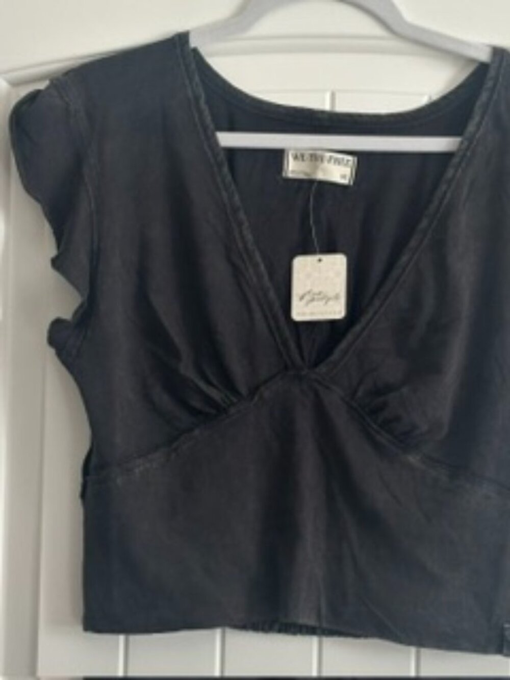 NWT Free People We The Free Ivy Tee Washed Black size- MEDIUM - Picture 2 of 6